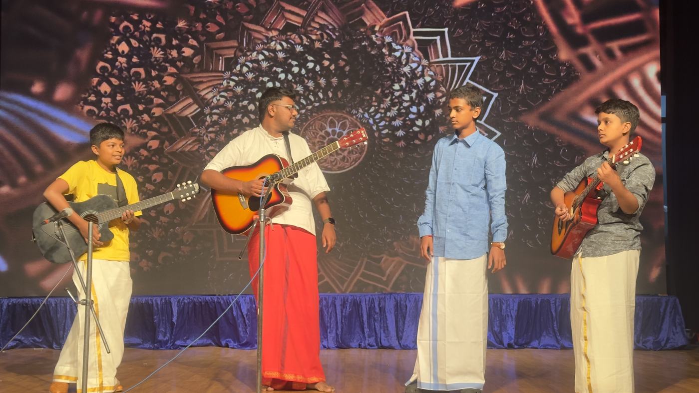 Teen students performing on stage